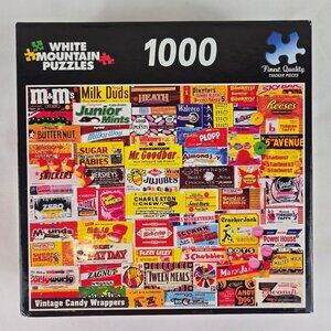 White Mountain Puzzles "Vintage Candy Wrappers" 1000 Piece Jigsaw Puzzle NWT